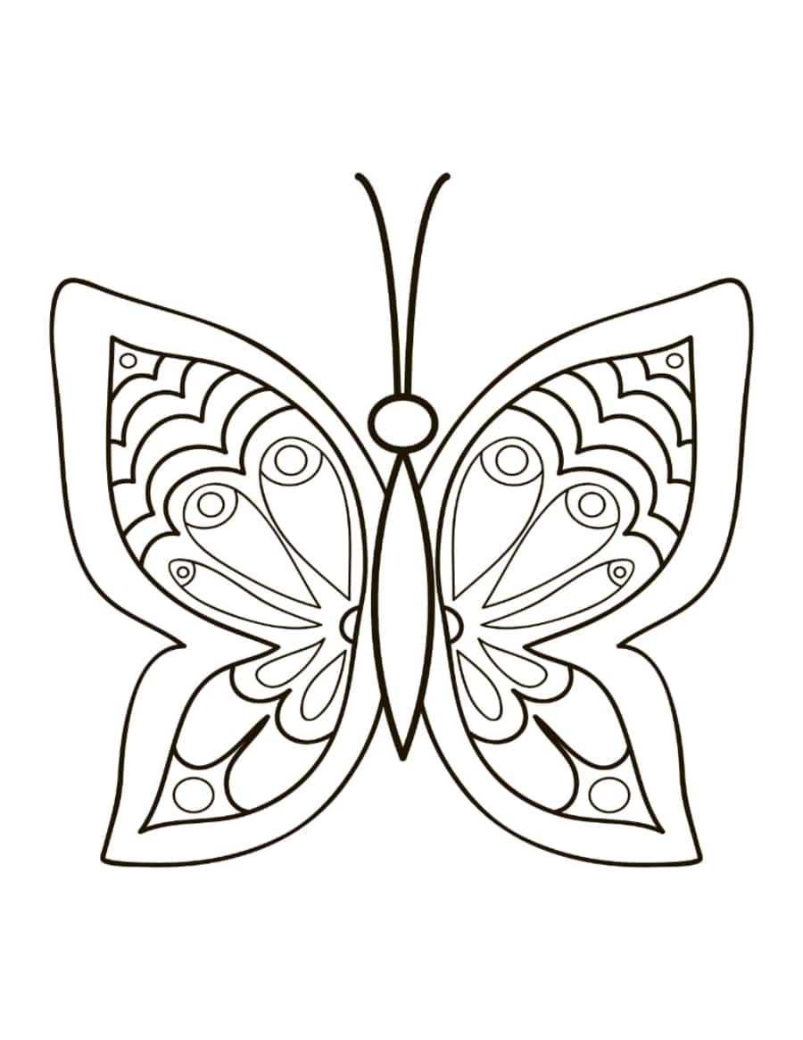 Butterfly Simple Pattern To Color Eyespots Coloring Pages Pdf Free Vectors